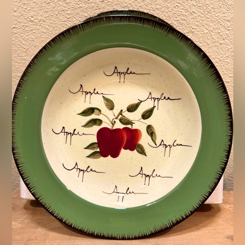 Set/2 bowls. Home Interiors Apple Orchard Collection stoneware.